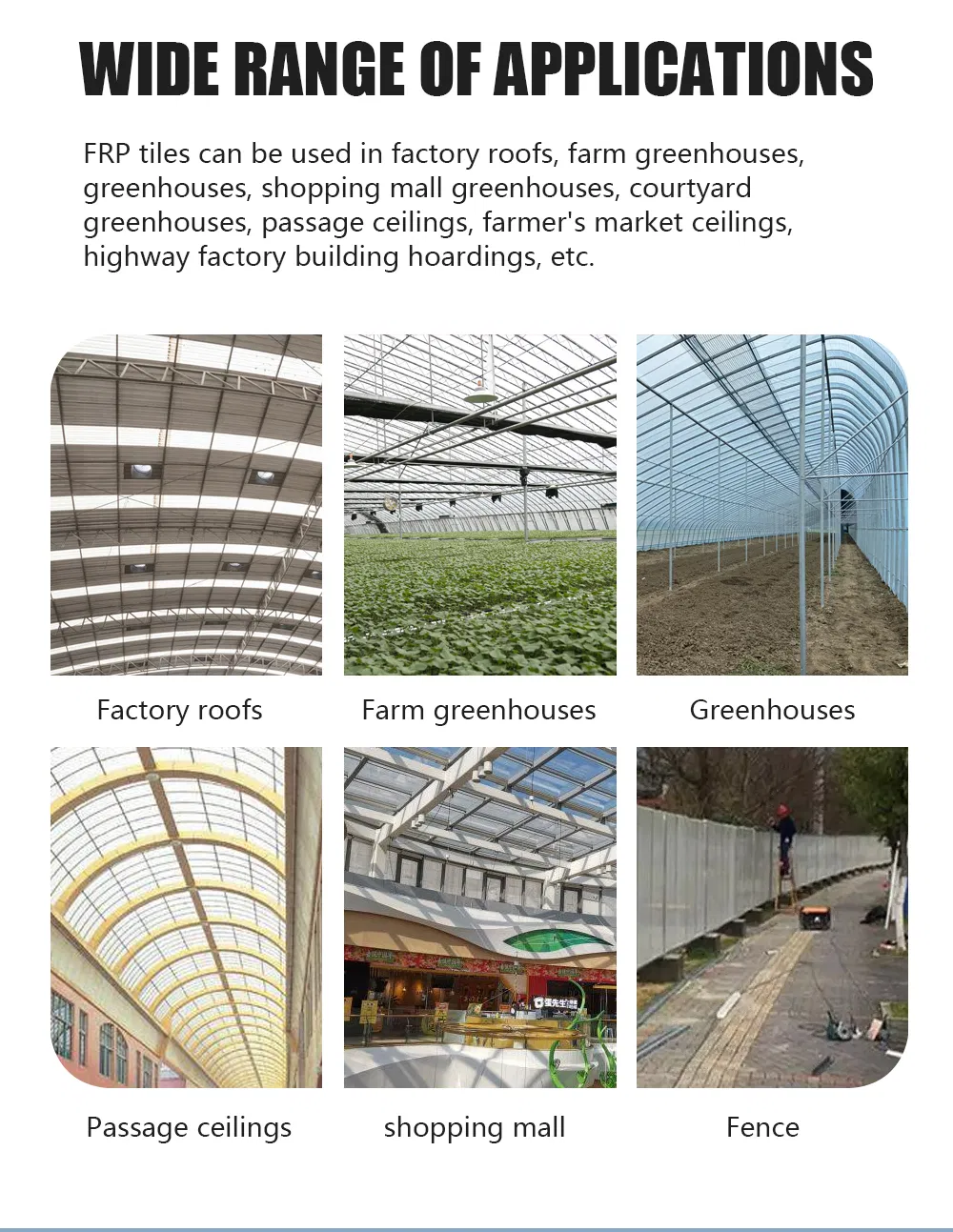 UV-Protection Greenhouse Building Material Fiberglass Roof Tile