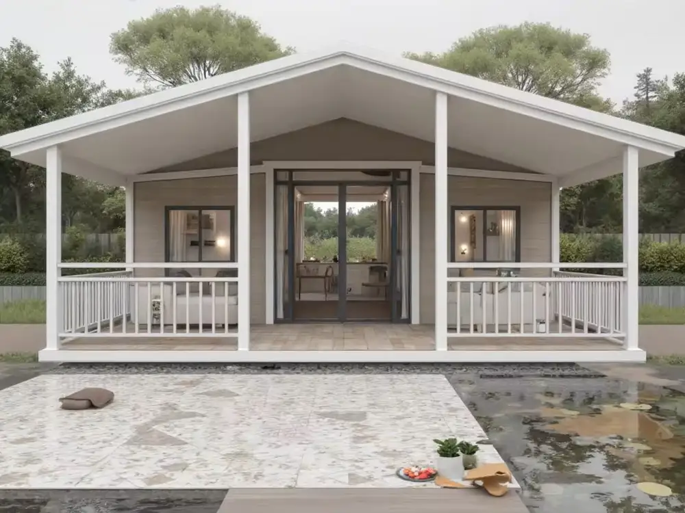 Apple Cabin Tiny House With Large Glass Windows Design