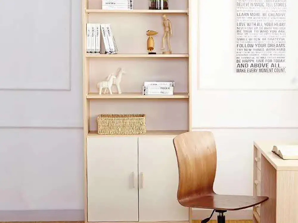 Living Room Bookshelf With Plants And Decorative Accessories