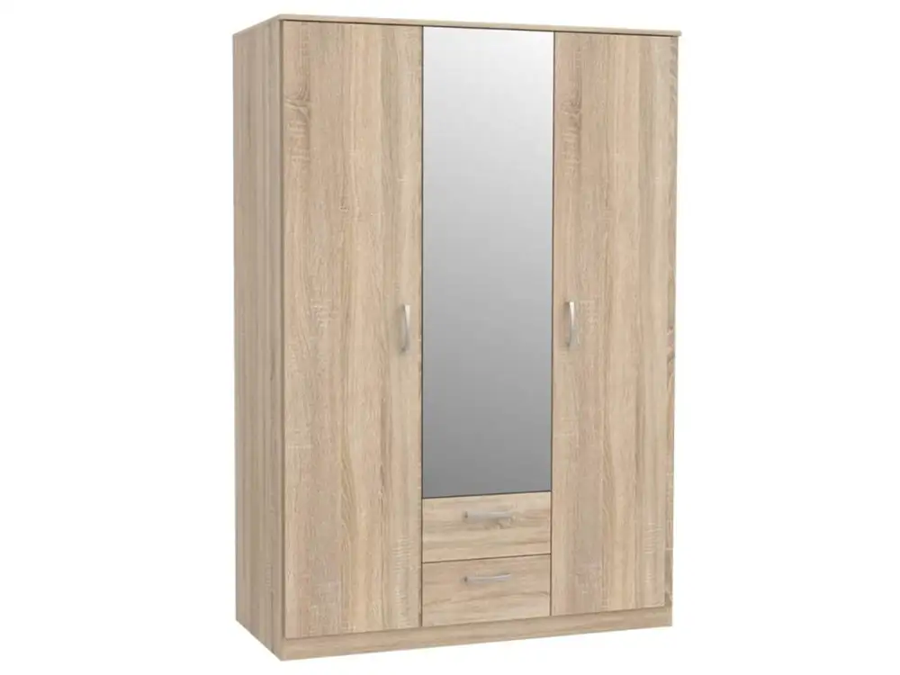 Modern Wooden Wardrobe with 3 Door 2 Drawer