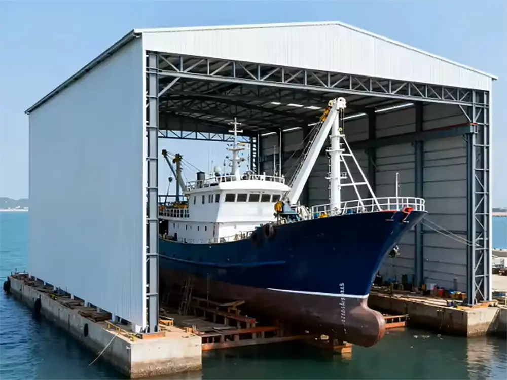 Large Span Steel Boat Storage Structure Design